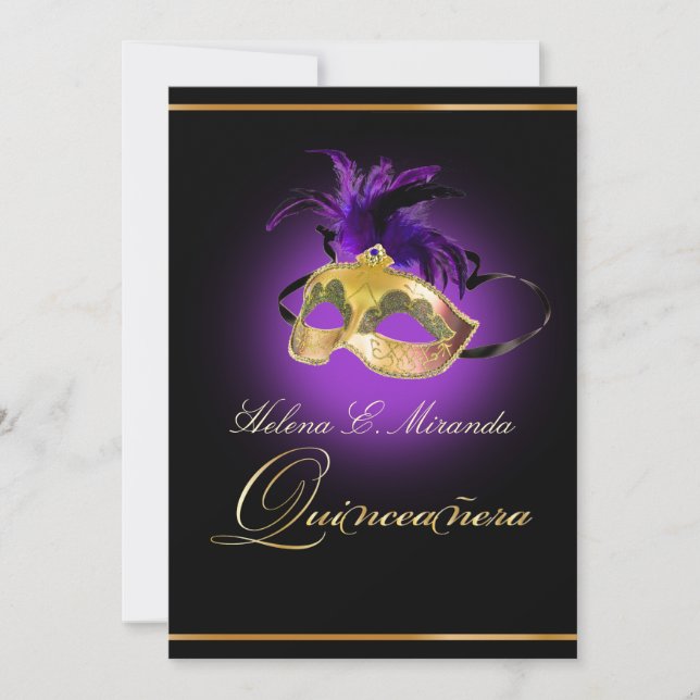 Invitation PixDezines Masquerade/améthyste couleur pourpre/DO (Devant)