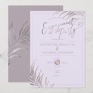 Invitation PixDezines Mauve+Lilac Palms, Parti de l'engagemen
