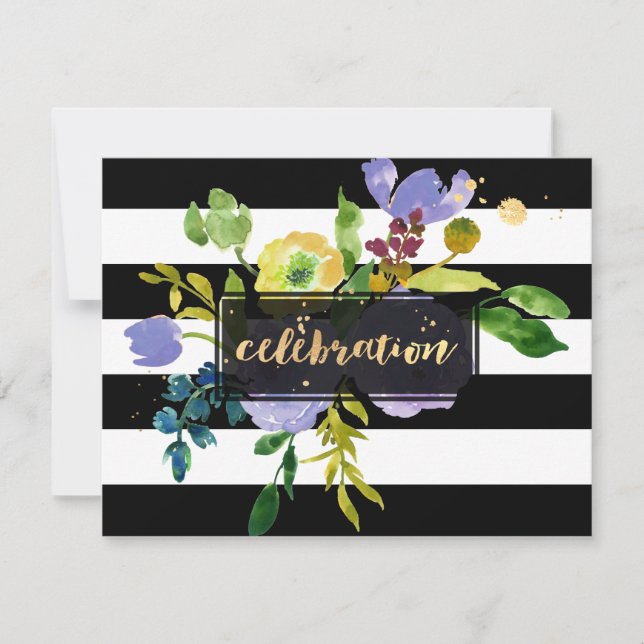 Invitation PixDezines Mitzvah Célébration/violet/floral (Devant)