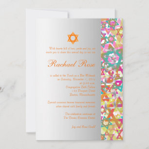 Invitation PixDezines mod stars/Bar Mitzvah/multi-couleurs