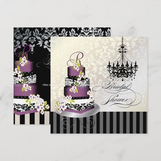 Invitation PixDezines MONOGRAM FÊTE DE L'MARIÉE/PLUM PUDDING  (Devant / Derrière)