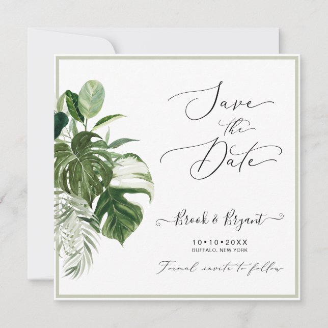 Invitation PixDezines Monstera Variée sur le Foliage Tropical (Devant)