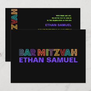 Invitation PixDezines neon bar mitzvah