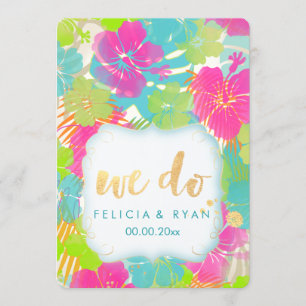 Invitation PixDezines nous faisons hibiscus/luau/faux parchem