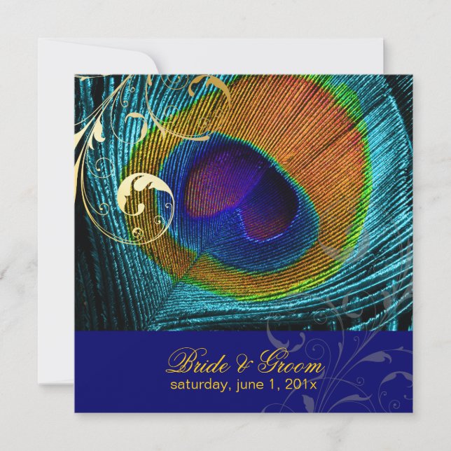 Invitation PixDezines, oeil de paon psychédélique/bleu cobalt (Devant)