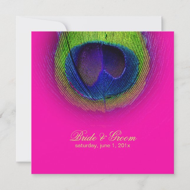Invitation PixDezines, oeil de paon psychédélique/rose chaud (Devant)
