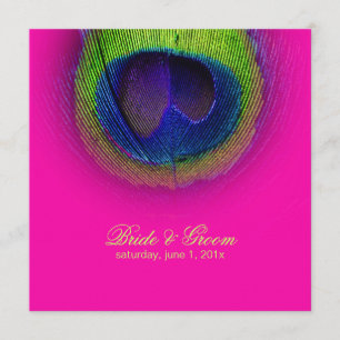 Invitation PixDezines, oeil de paon psychédélique/rose chaud