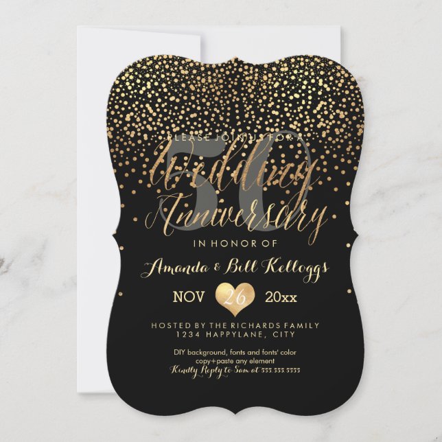 Invitation PixDezines or ébloui/50e anniversaire de Mariage (Devant)