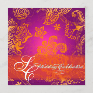 Invitation PixDezines orangé dentelle/do-it-yourself polices+