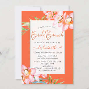 Invitation PixDezines Orchid Isle, Bridal Brunch Orange