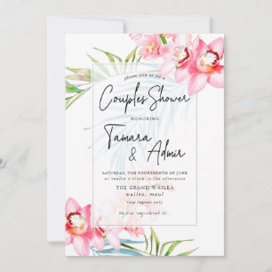 Invitation PixDezines Orchid Isle, douche de couples tropicau