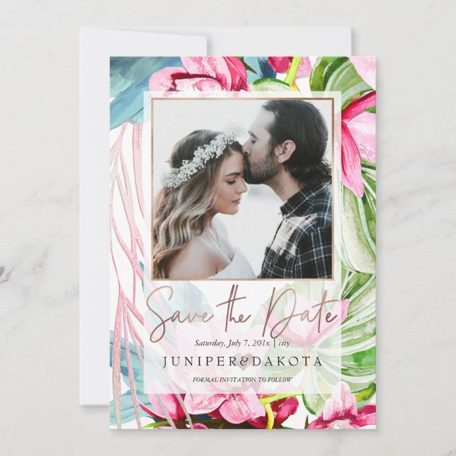 Invitation PixDezines Orchidée Isle, Palms, Tropical Save Dat (Devant)