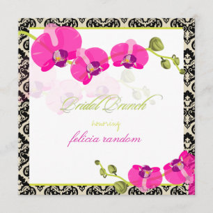 Invitation PixDezines orchidée rose+olivia damas/brunch nupti