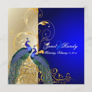 Invitation PixDezines paon psychédélique/bleu cobalt