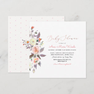 Invitation PixDezines Peaches+Baby shower d'aquarelle crème