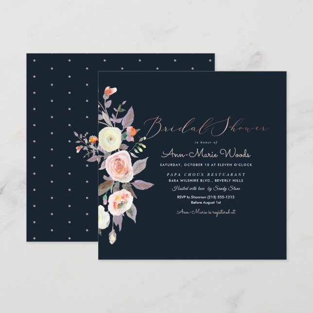 Invitation PixDezines Peaches+Fête des mariées d'aquarelle cr (Devant / Derrière)