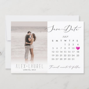 Invitation PixDezines Photo Save the Date Calendar Pink Heart