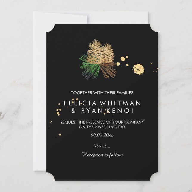 Invitation PixDezines pinecones/Faux Gold Foil/do-it-yourself (Dos)
