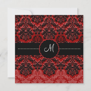 Invitation PixDezines Piqué, Damask/Black+DO-IT-YOURSELF Red 