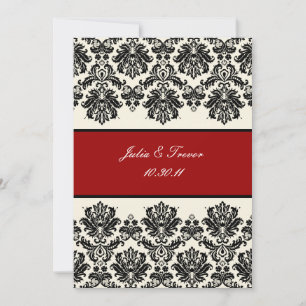 Invitation PixDezines Piqué, Damask / Black + Off White