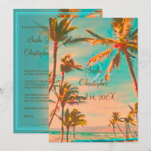 Invitation PixDezines PLAGE HAWAIIAN VINTAGE/TURQUOISE