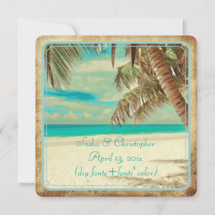 Invitation PixDezines plage vintage, paradis tropical