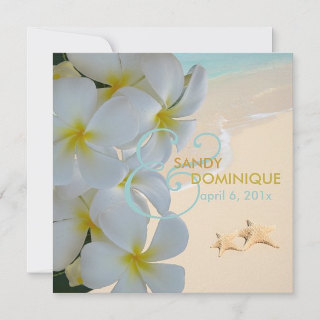 Invitation PixDezines Plumeria Lei /plage/étoile tropicale (Devant)