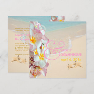 Invitation PixDezines Plumeria rose+Plage/Flèches/Tropical