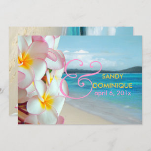 Invitation PixDezines Plumeria rose/plage/mariage tropical
