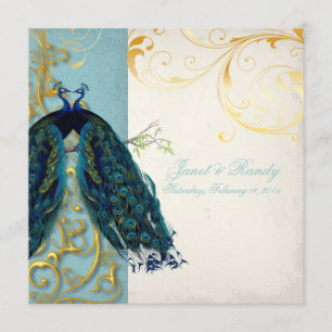 Invitation PixDezines plumes/turquoise
