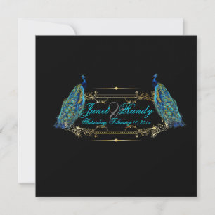 Invitation PixDezines plumes/turquoise