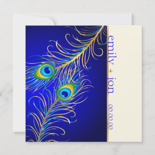 Invitation PixDezines psychédélique paon/bleu cobalt