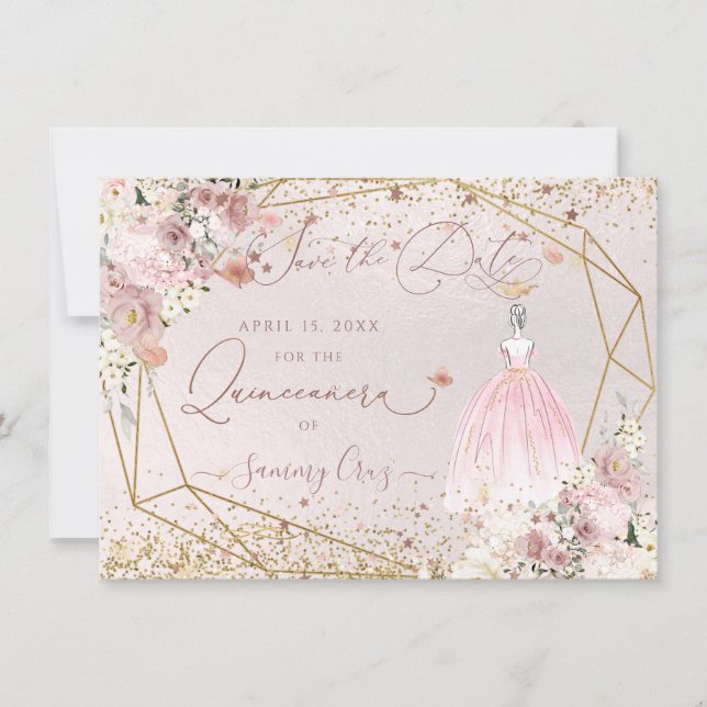 Invitation PixDezines Quinceanera Blush Pink Enregistrer la d (Devant)