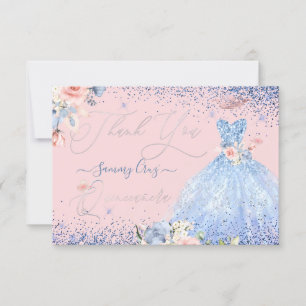 Invitation PixDezines Quinceanera Merci Dusty Blue Gown