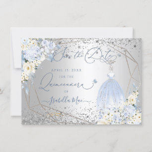 Invitation PixDezines Quinceanera Robe Bleue Dusty Date de sa