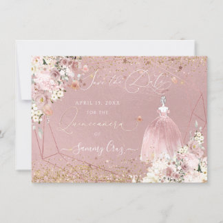 Invitation PixDezines Quinceanera Rose Gold Enregistrer la da