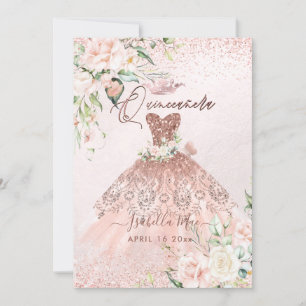 Invitation PixDezines Quinceanera Rose Gold Parties scintilla