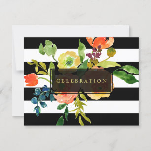 Invitation PixDezines réception mitzvah/DIYstripes/floral