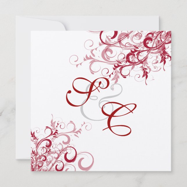 Invitation PixDezines Red Swirls/ARRIÈRE - PLAN DO-IT-YOURSEL (Devant)