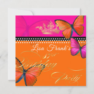 Invitation PixDezines Retro Papillon 81e fête d'anniversaire