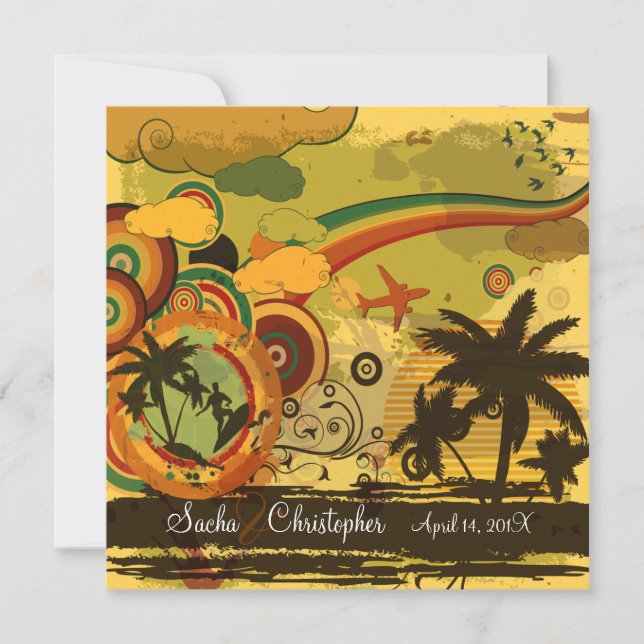 Invitation PixDezines Retro Surfers, événements de destinatio (Devant)