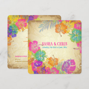 Invitation PixDezines rose chaud+hibiscus orange+monstère