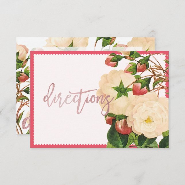 Invitation PixDezines Roses Nivea Victoriennes/Redoute (Devant / Derrière)