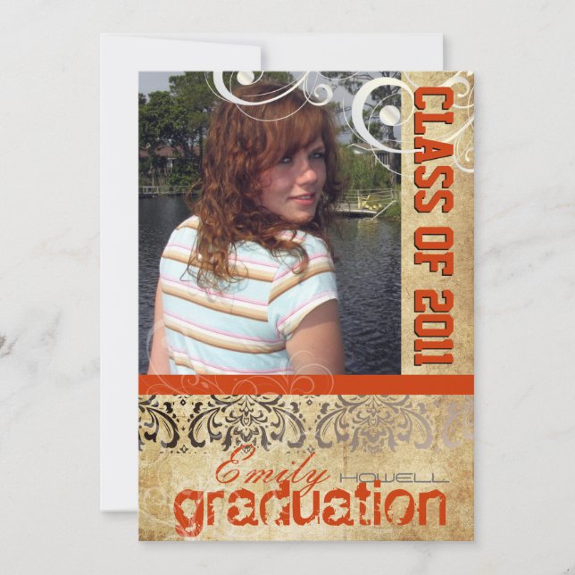 Invitation PixDezines, Rossi Damask Vintage (Devant)