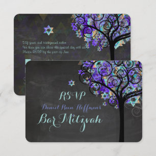 Invitation PixDezines rsvp arbre de vie Bat mitzvah