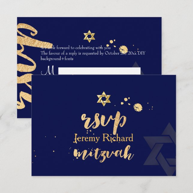 Invitation PixDezines rsvp do-it-yourself couleur, Bar Mitzva (Devant / Derrière)