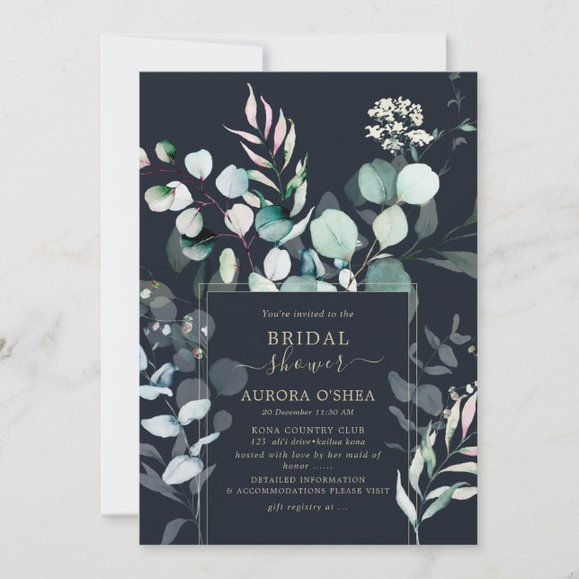 Invitation PixDezines Rustique Eucalyptus Fête des mariées de (Devant)