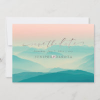 PixDezines Rustique Misty Mountain Range Ombre Blu