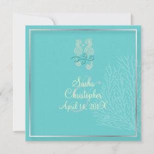 Invitation PixDezines Seahorse+corail couleur Mariage/do-it-y