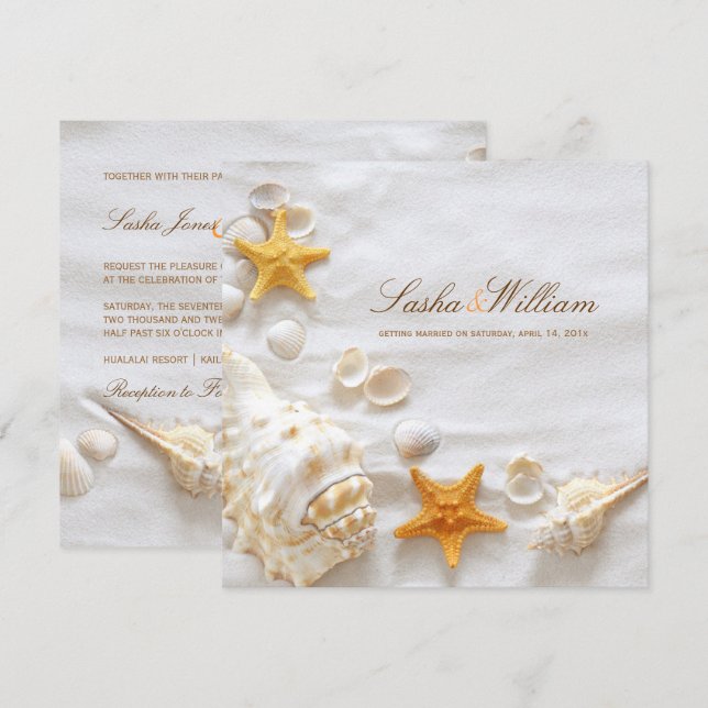 Invitation PixDezines SEASHELL/BEACH INVITATIONS/DO-IT-YOURSE (Devant / Derrière)